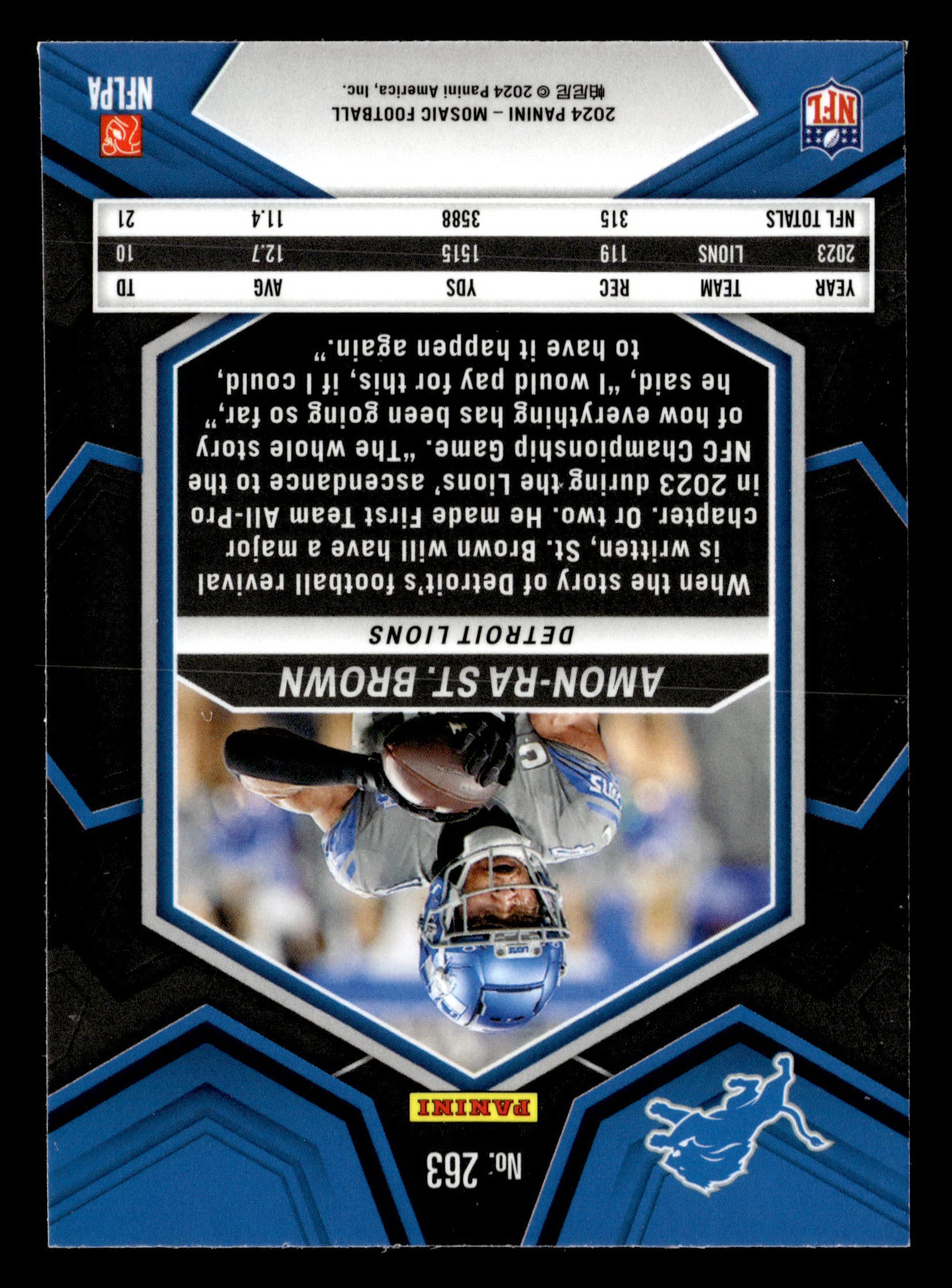 2024 Panini Mosaic #263 Amon-Ra St. Brown National Pride