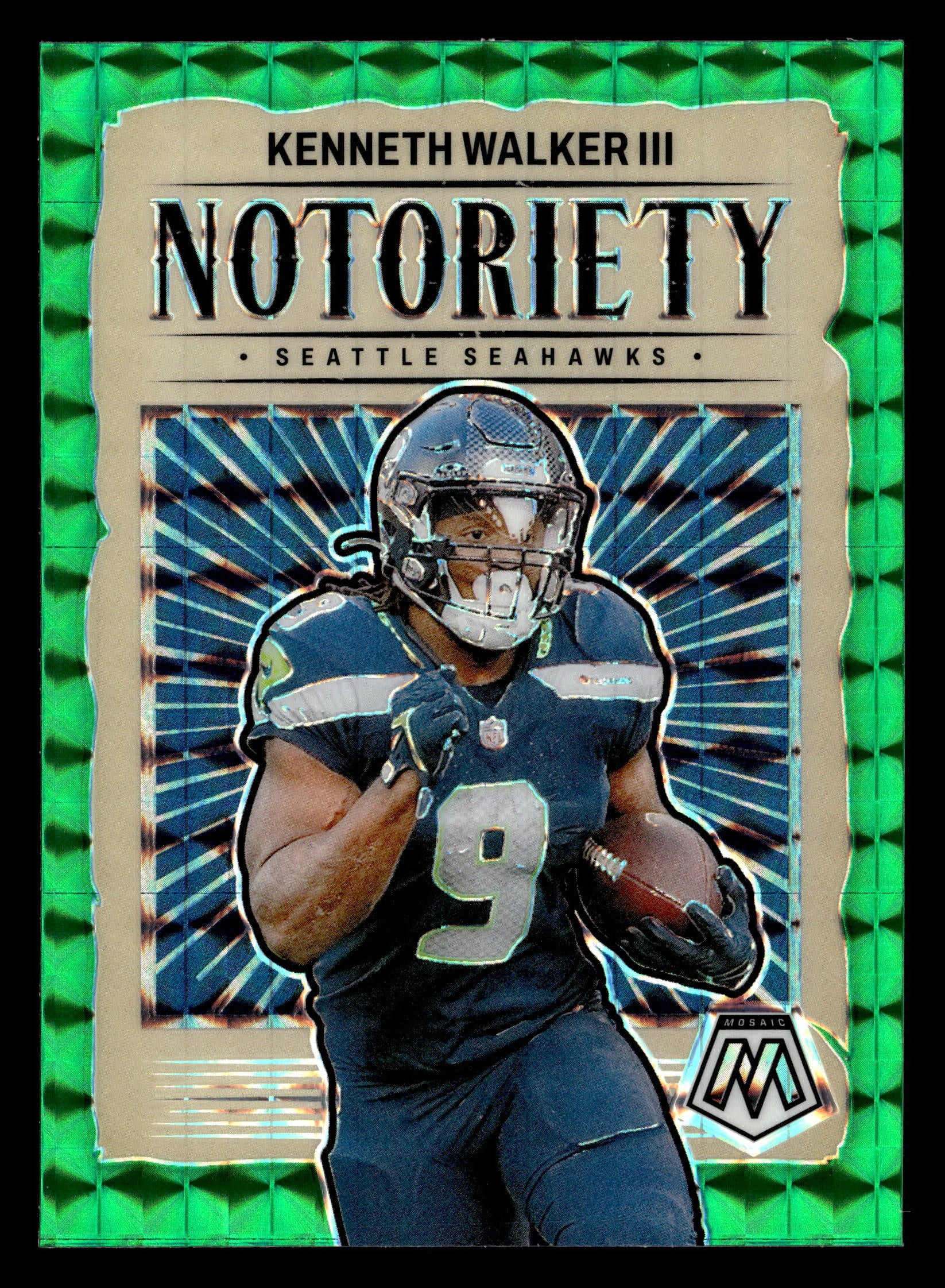 2024 Panini Mosaic #8 Kenneth Walker III Notoriety Mosaic Green