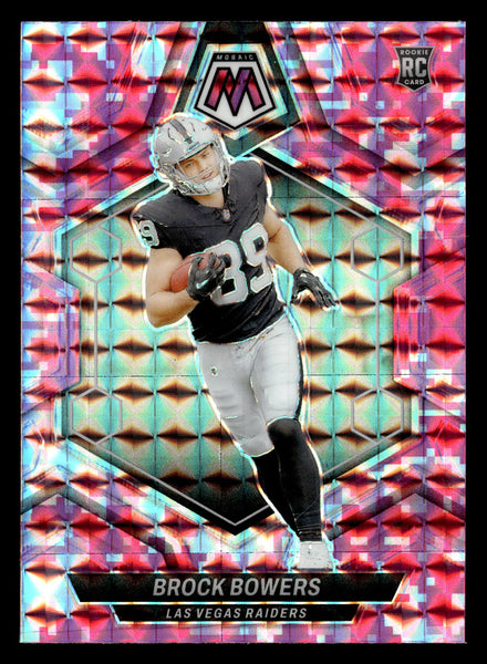 2024 Panini Mosaic #313 Brock Bowers Mosaic Camo Pink