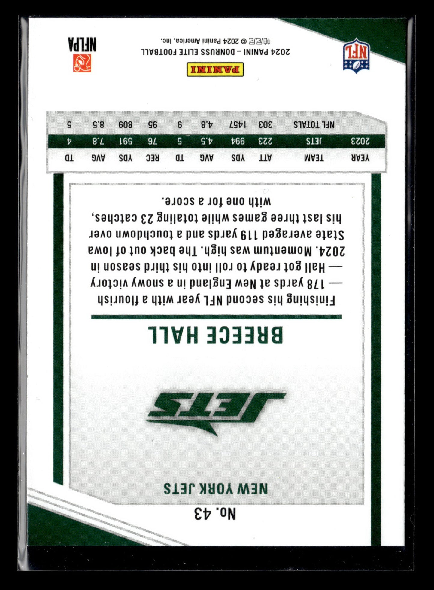 2024 Donruss Elite #43 Breece Hall Green Disco