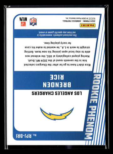 
2024 Donruss #382 Brenden Rice Rookie Phenom