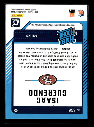 
2024 Donruss #336 Isaac Guerendo Rated Rookies Auto