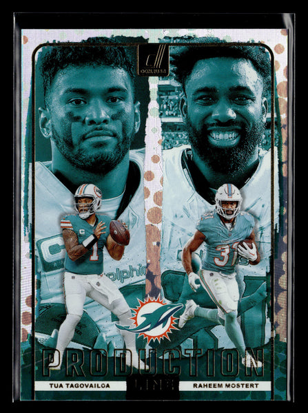 2024 Panini Donruss Football Tua Tagovailoa & Raheem Mostert Production Line #1