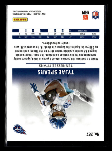 
2024 Panini Prestige #287 Tyjae Spears Diamond Xtra Points