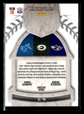 
2024 Panini Prestige #15 Derrick Henry / Josh Jacobs / Jahmyr Gibbs Alma Maters