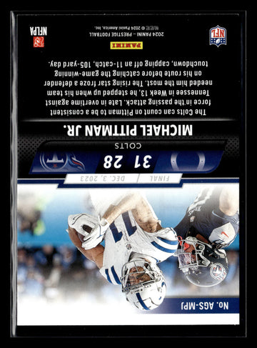 
2024 Panini Prestige #AGS-MPJ Michael Pittman Jr. Any Given Sunday