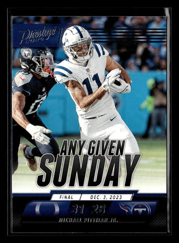 2024 Panini Prestige #AGS-MPJ Michael Pittman Jr. Any Given Sunday