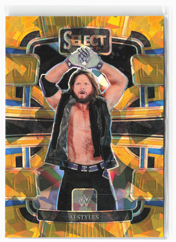 2024 Panini Select WWE #19 AJ Styles Gold Ice Prizms