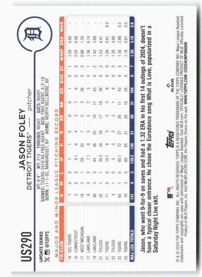 2024 Topps Update #US290 Jason Foley