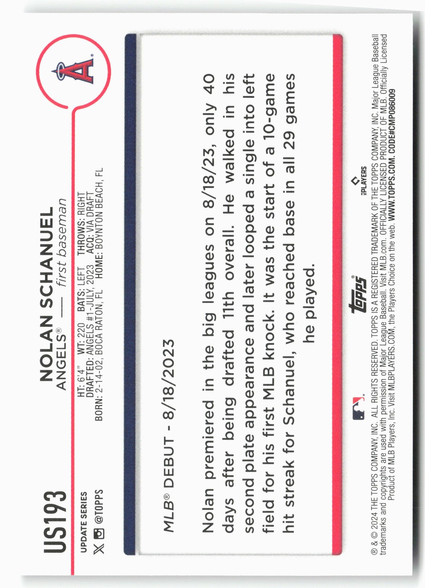 2024 Topps Update #US193 Nolan Schanuel Silver Crackle Foilboard