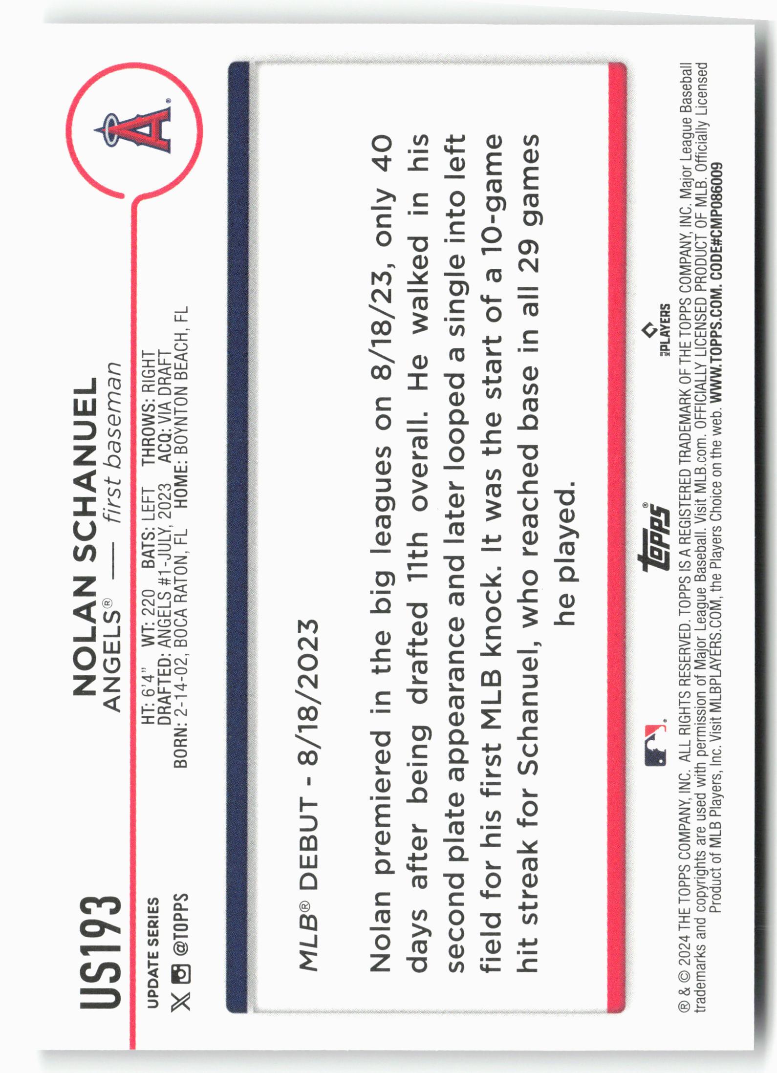 2024 Topps Update #US193 Nolan Schanuel Silver Crackle Foilboard
