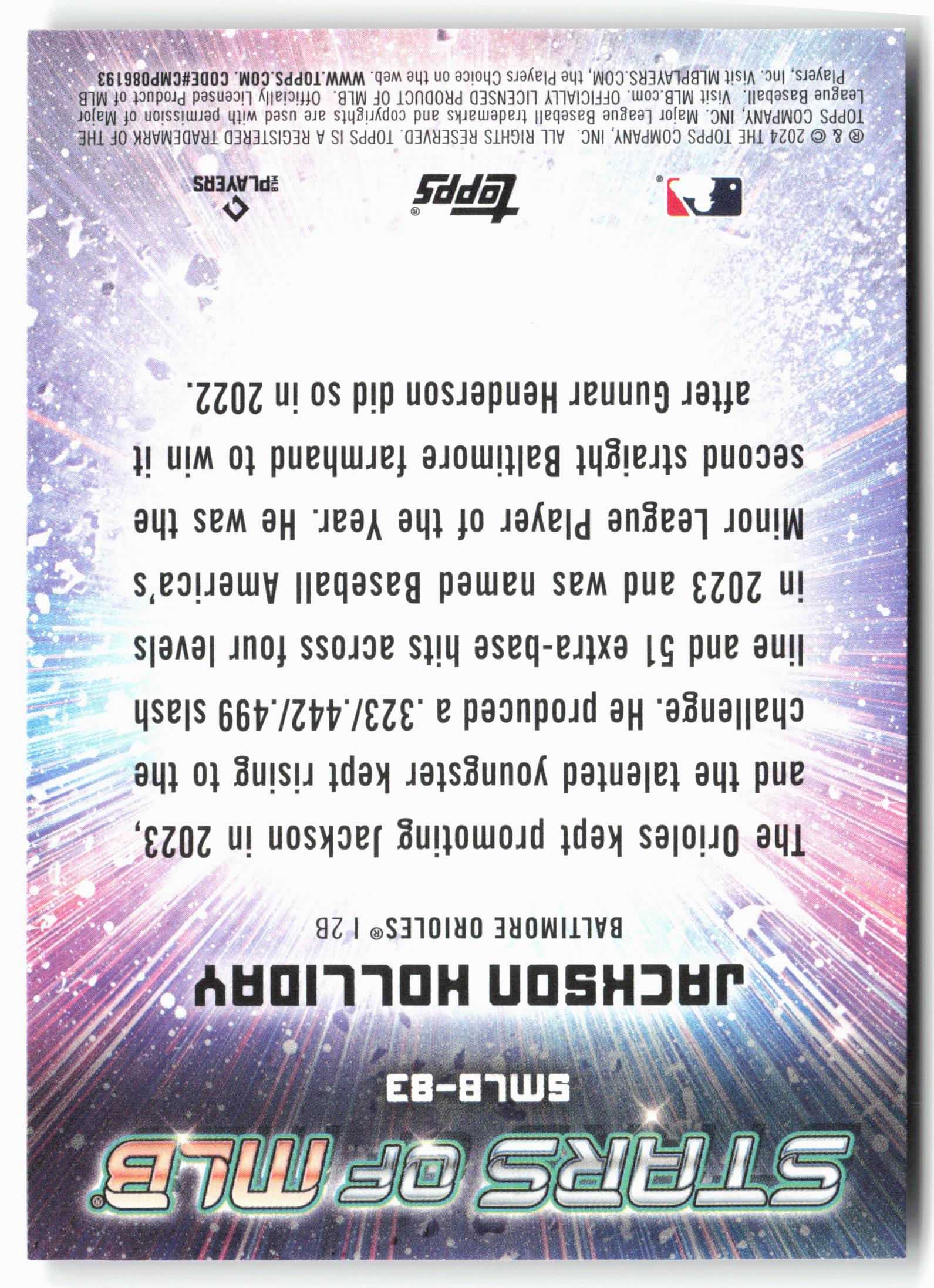 2024 Topps Update #SMLB-83 Jackson Holliday Stars of MLB
