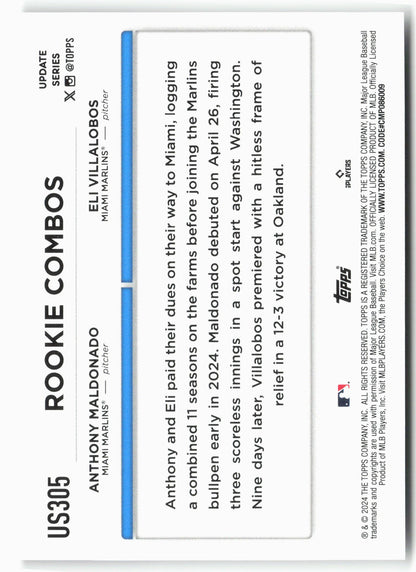 2024 Topps Update #US305 Eli Villalobos / Anthony Maldonado RCOM, RC