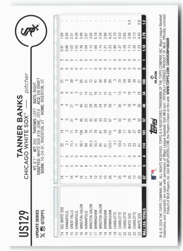 2024 Topps Update #US129 Tanner Banks