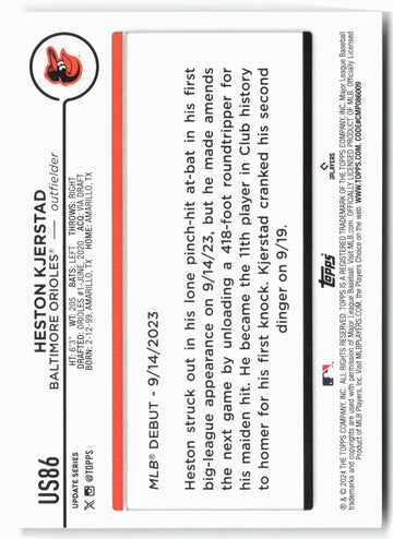 
2024 Topps Update #US86 Heston Kjerstad
