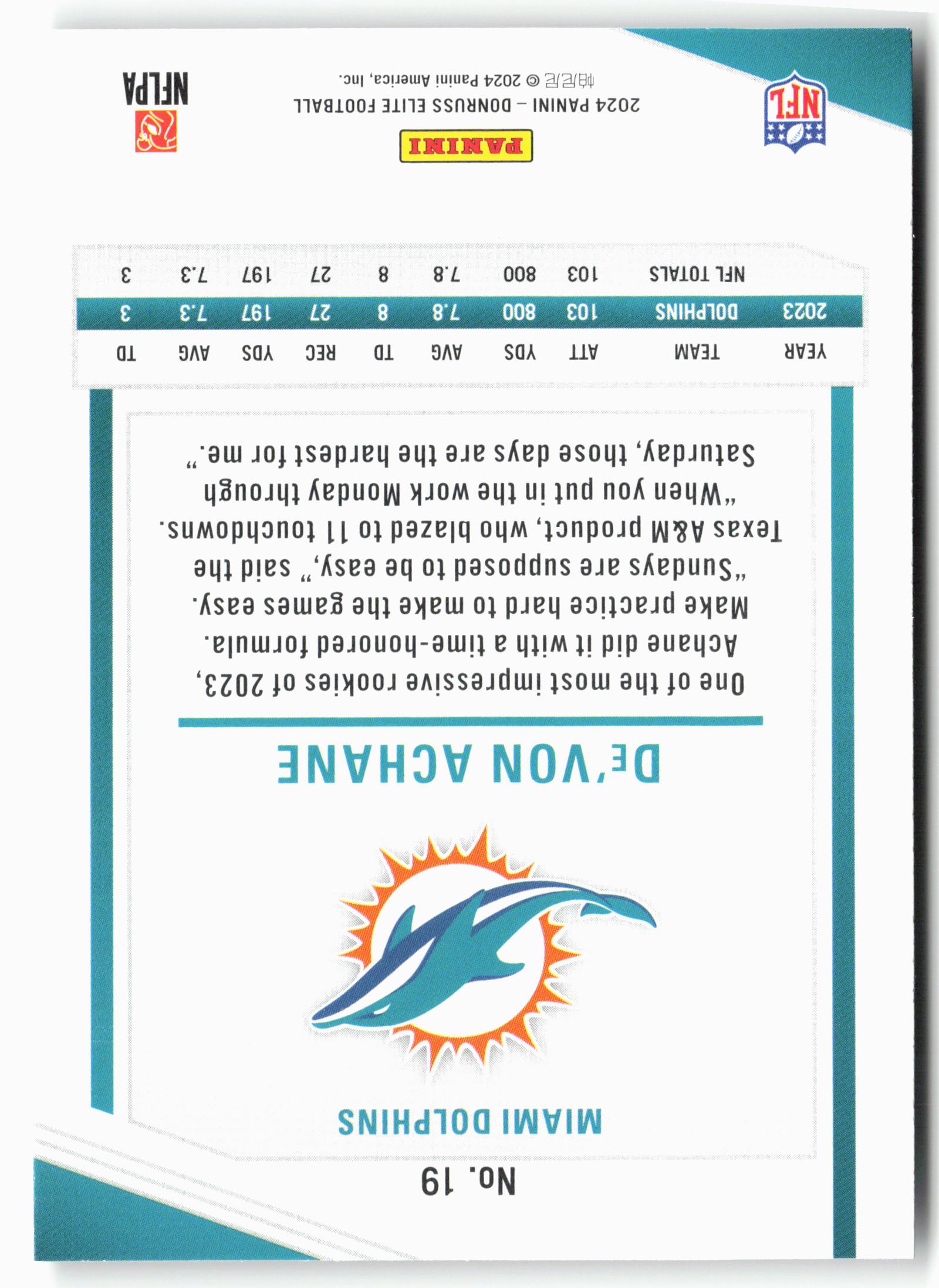 2024 Donruss Elite #19 De'Von Achane