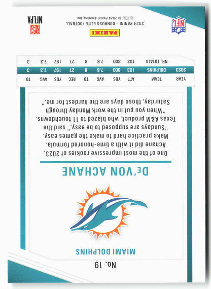 2024 Donruss Elite #19 De'Von Achane