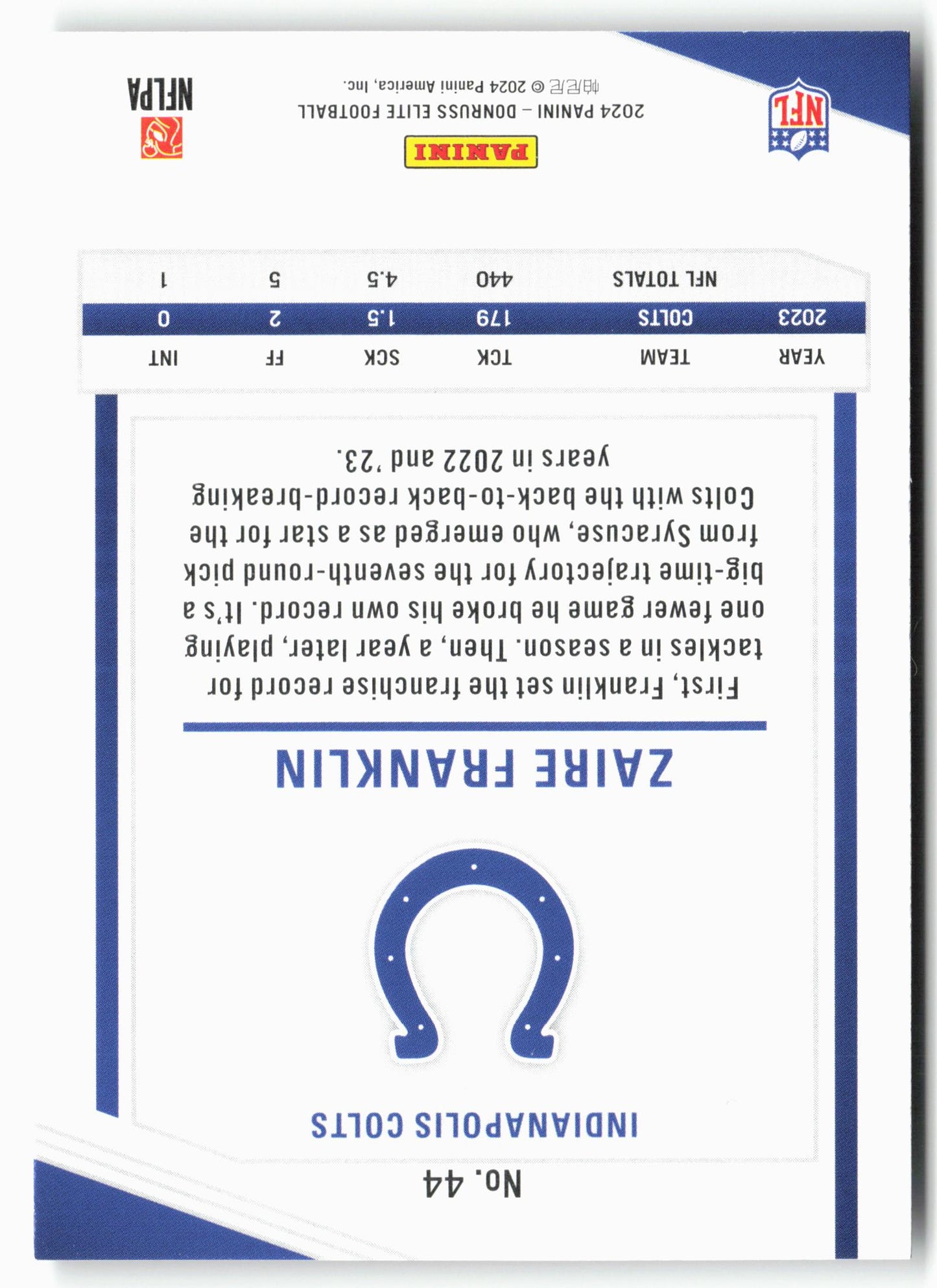 2024 Donruss Elite #44 Zaire Franklin