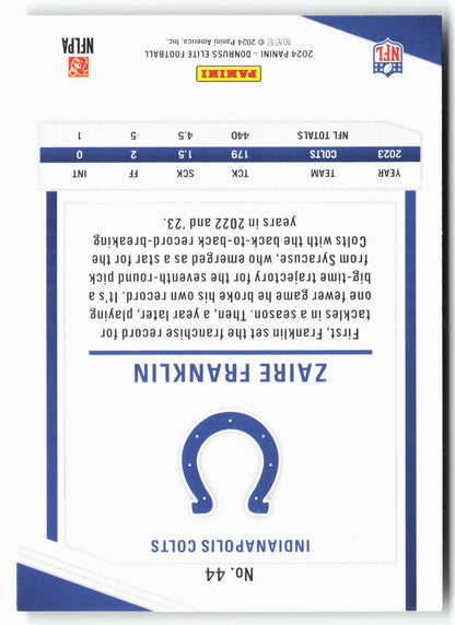 2024 Donruss Elite #44 Zaire Franklin