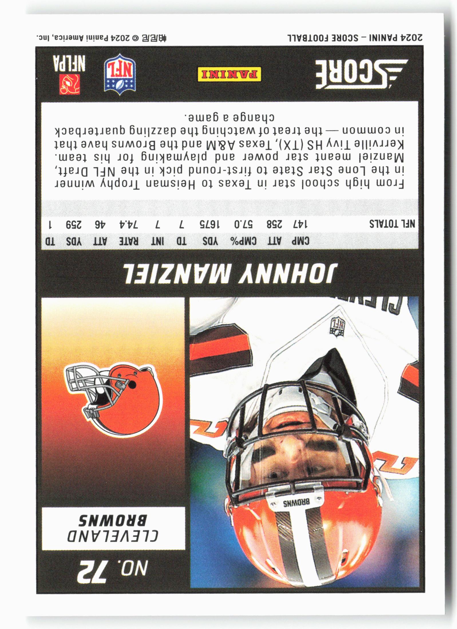 2024 Score #72 Johnny Manziel Green