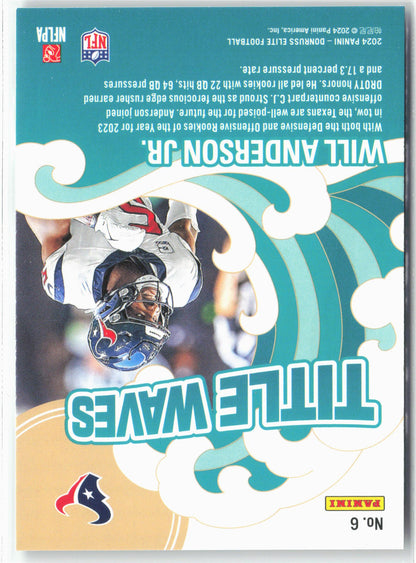 2024 Donruss Elite #6 Will Anderson Jr. Title Waves Green