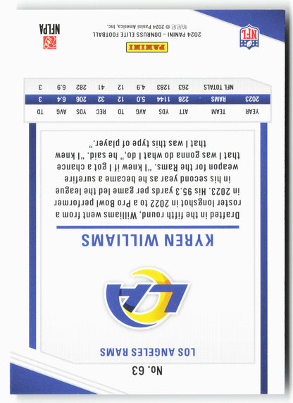 2024 Donruss Elite #63 Kyren Williams