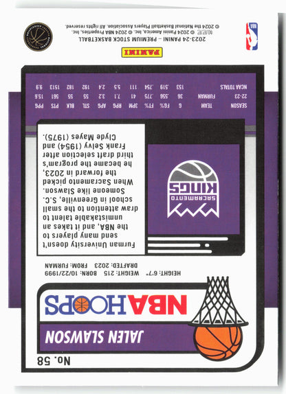 2023-24 Panini Premium Stock #58 Jalen Slawson