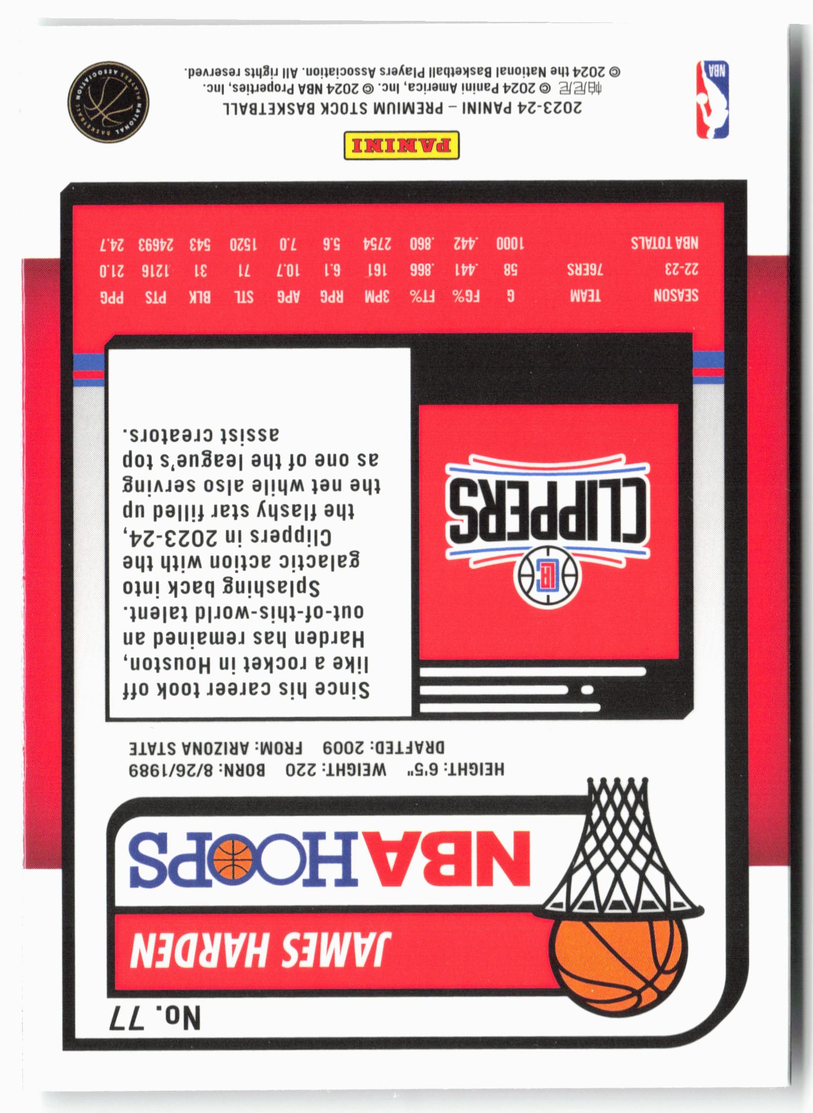 2023-24 Panini Premium Stock #77 James Harden