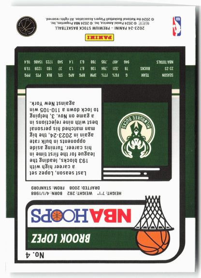 2023-24 Panini Premium Stock #4 Brook Lopez