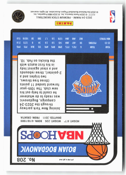 2023-24 Panini Premium Stock #208 Bojan Bogdanovic Seismic Prizm