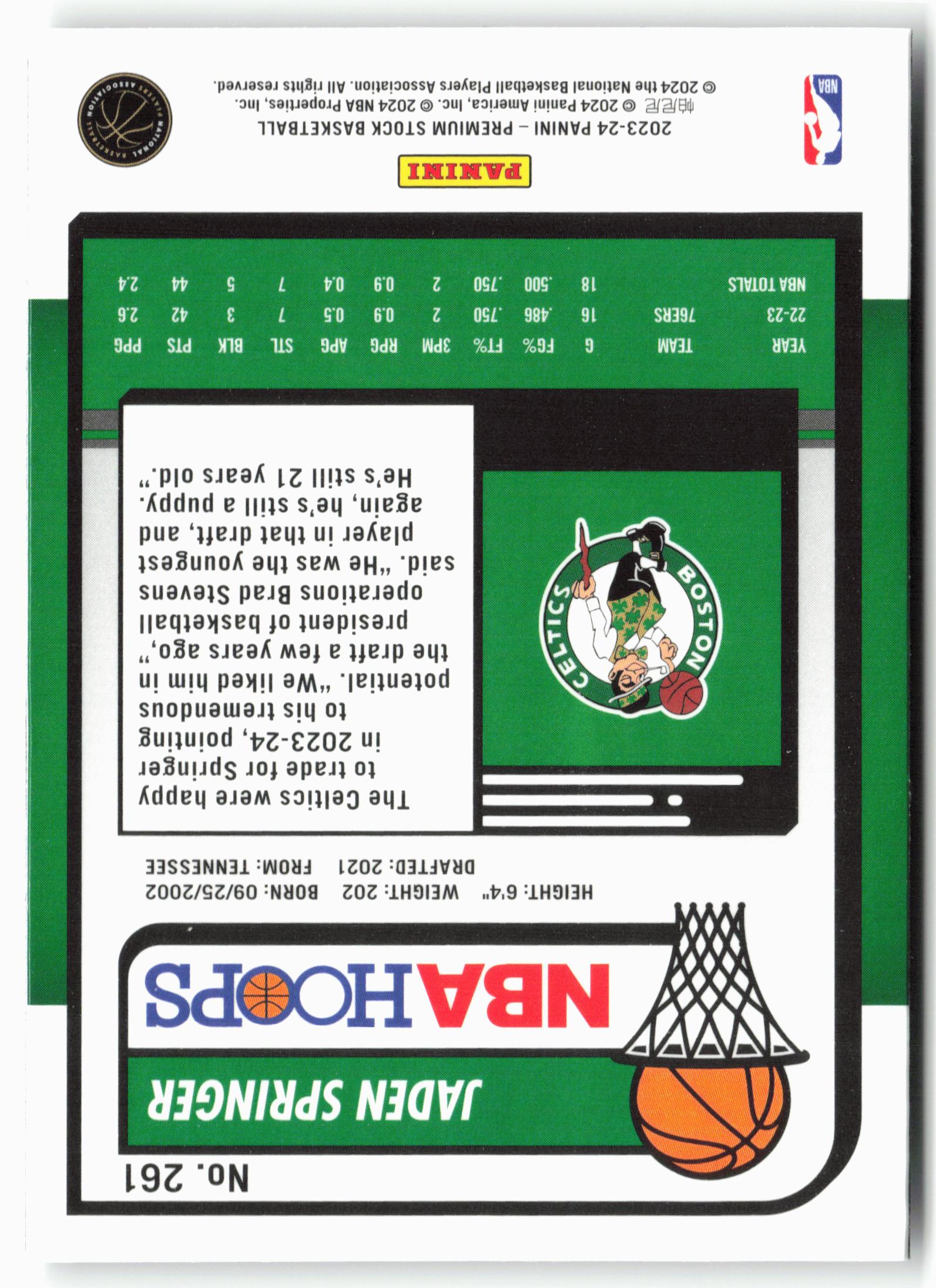 2023-24 Panini Premium Stock #261 Jaden Springer