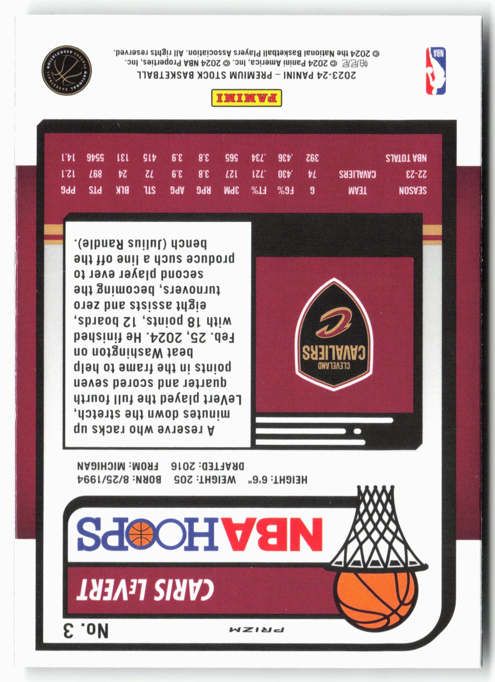 2023-24 Panini Premium Stock #3 Caris LeVert Ice Prizm