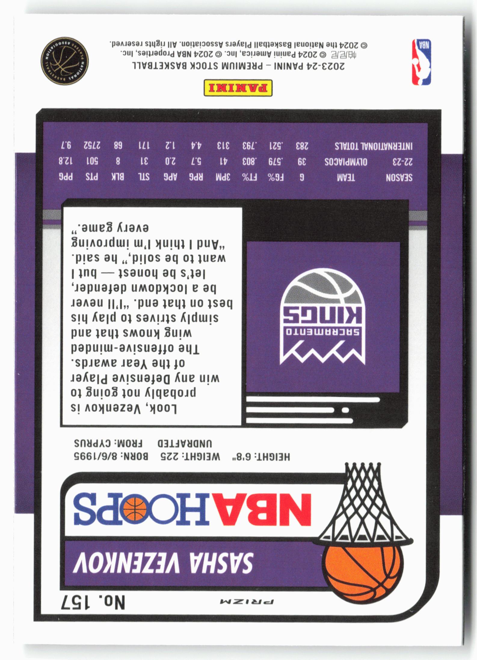 2023-24 Panini Premium Stock #157 Sasha Vezenkov Ice Prizm