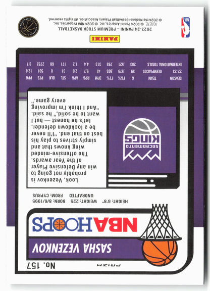 2023-24 Panini Premium Stock #157 Sasha Vezenkov Ice Prizm