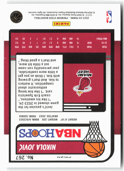 2023-24 Panini Premium Stock #267 Nikola Jovic Silver Prizm