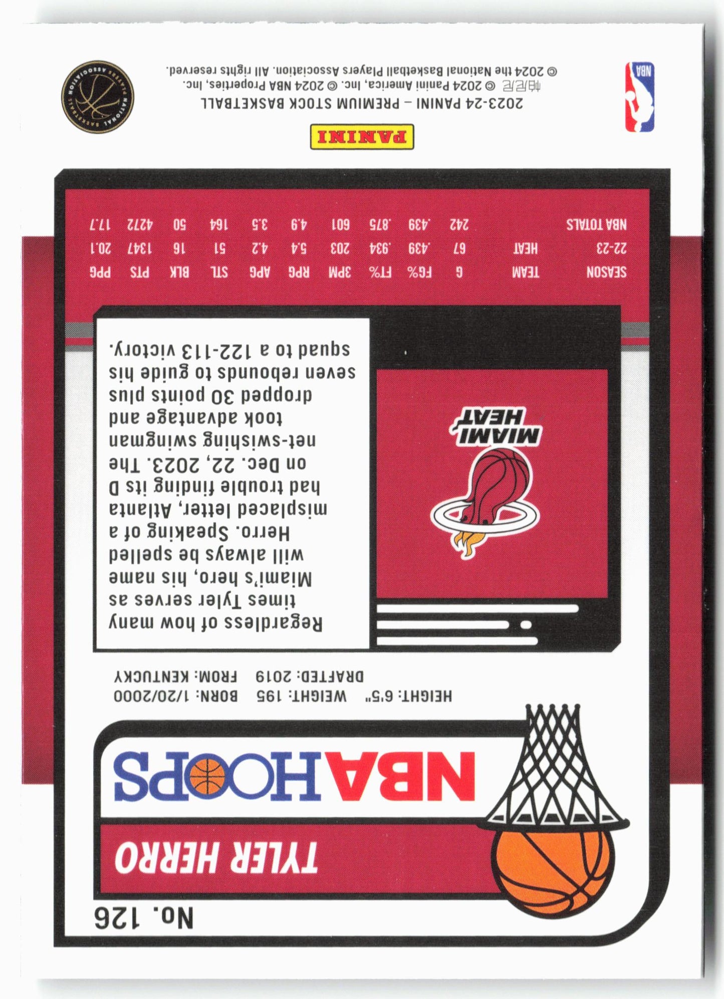 2023-24 Panini Premium Stock #126 Tyler Herro