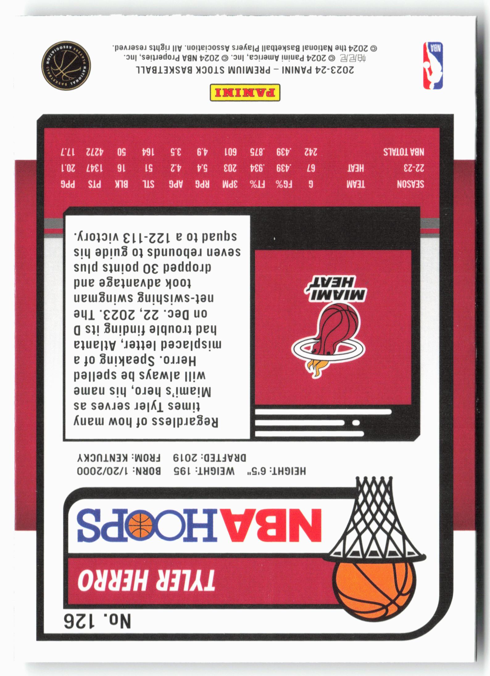 2023-24 Panini Premium Stock #126 Tyler Herro