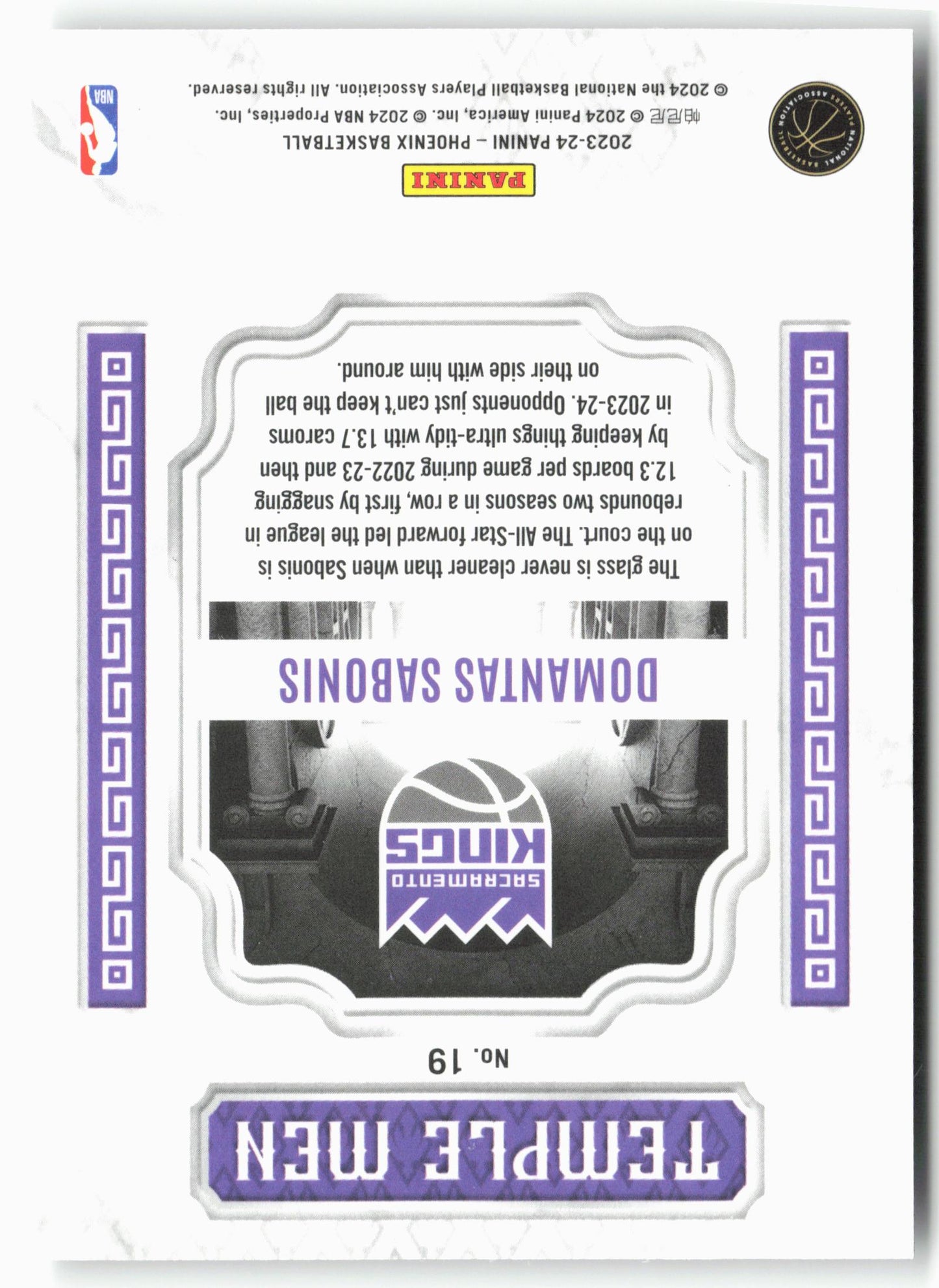 2023-24 Panini Phoenix #19 Domantas Sabonis Temple Men