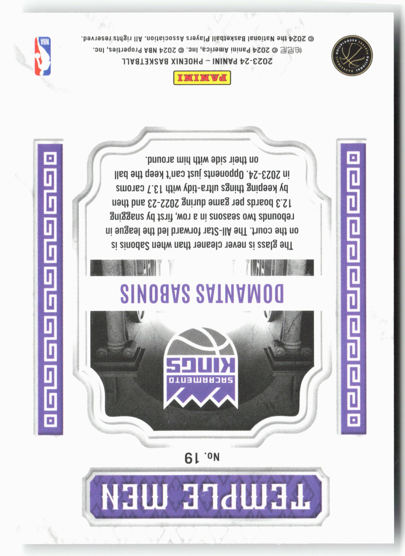 2023-24 Panini Phoenix #19 Domantas Sabonis Temple Men