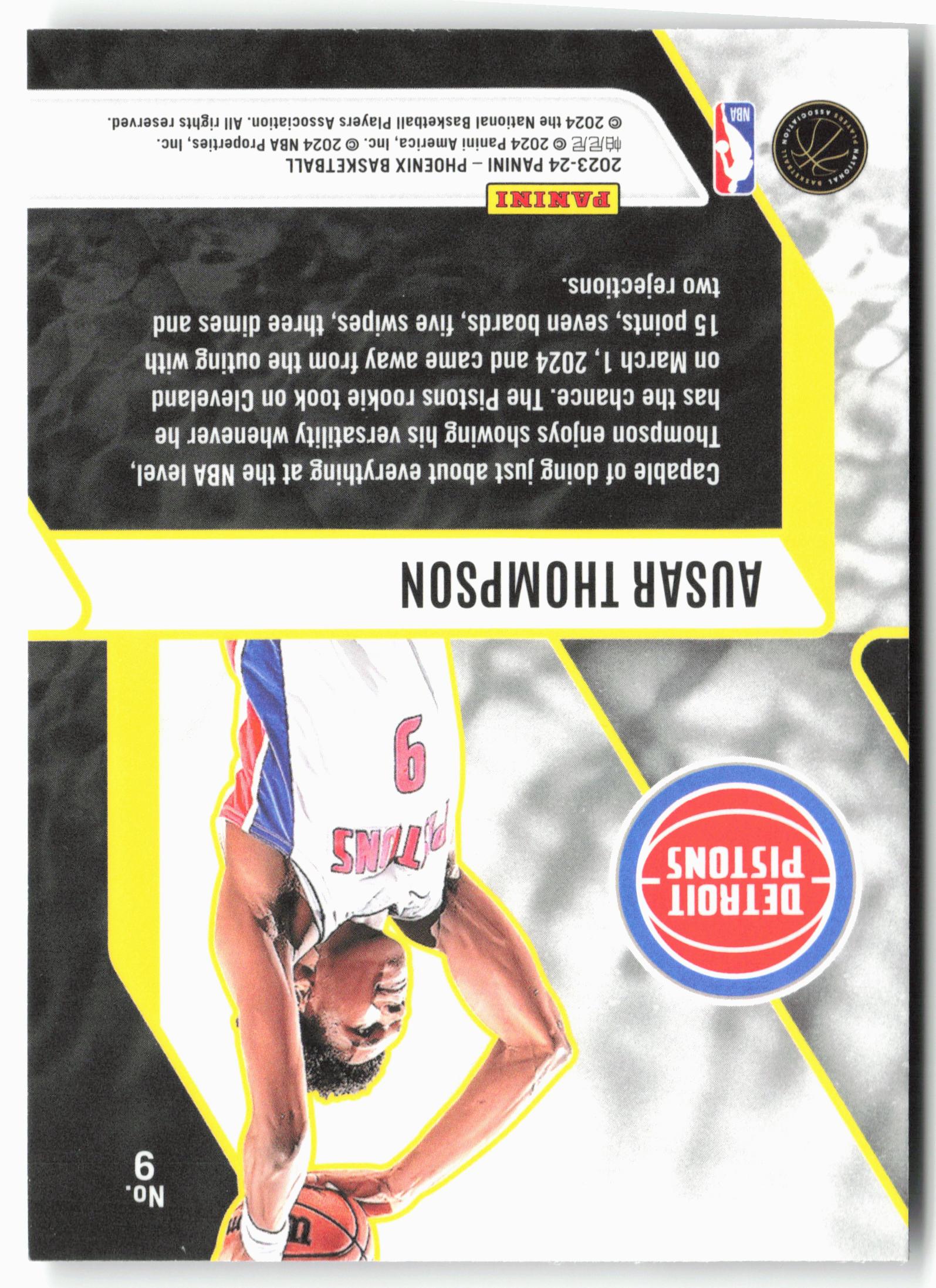 2023-24 Panini Phoenix #9 Ausar Thompson Fade To Black