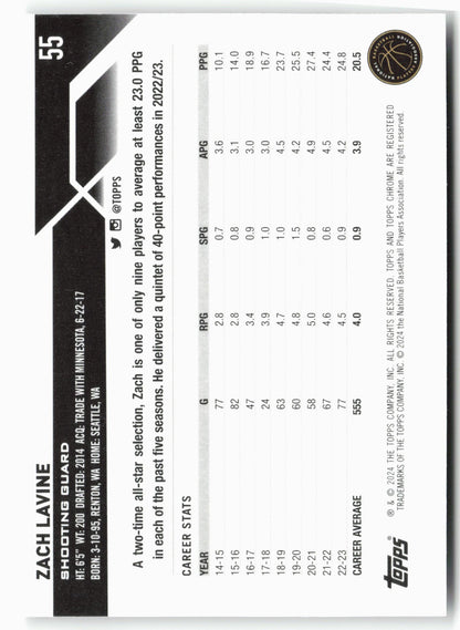 2023-24 Topps Chrome #55 Zach LaVine