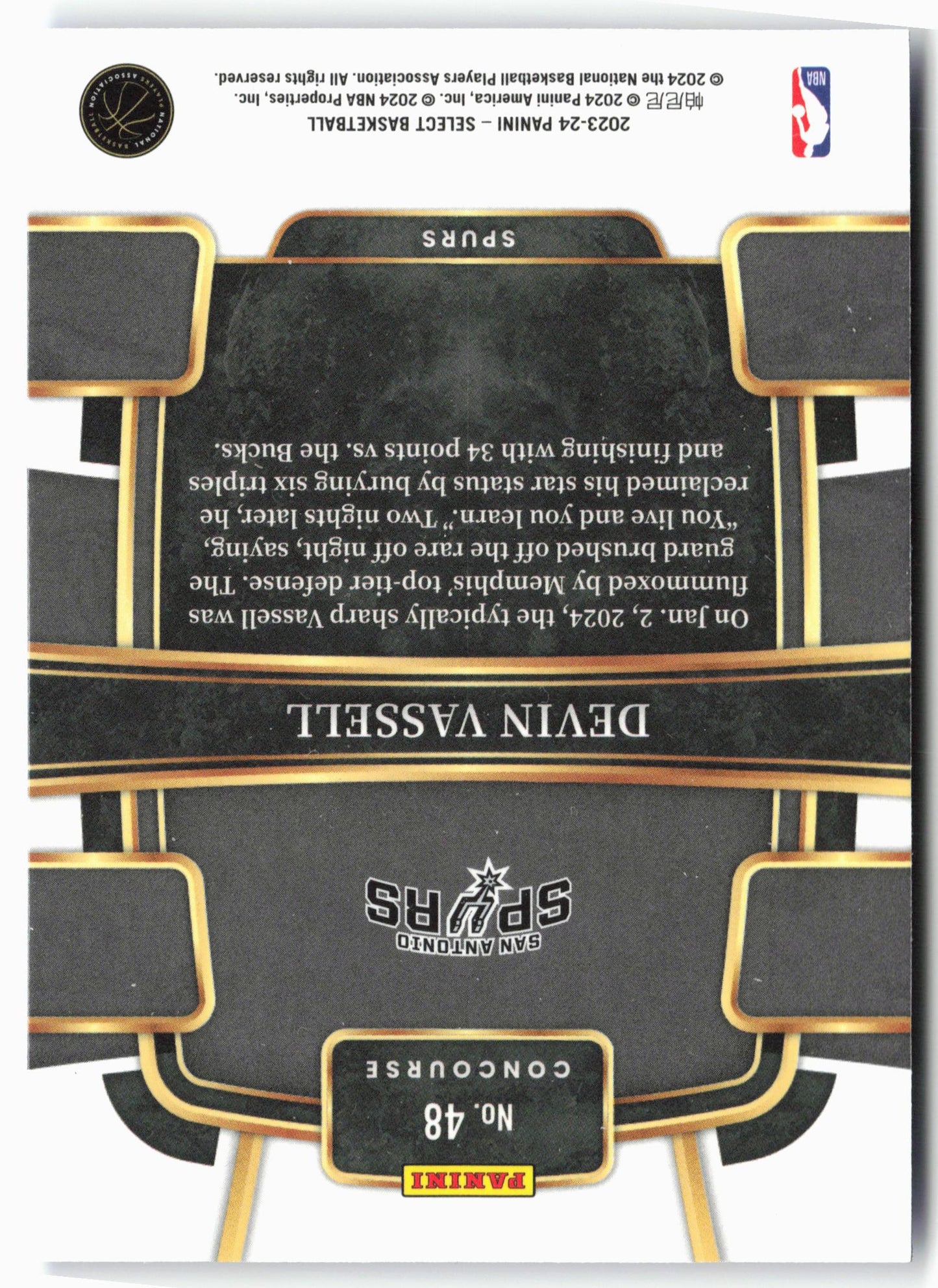 2023-24 Panini Select #48 Devin Vassell Blue (Retail Base)