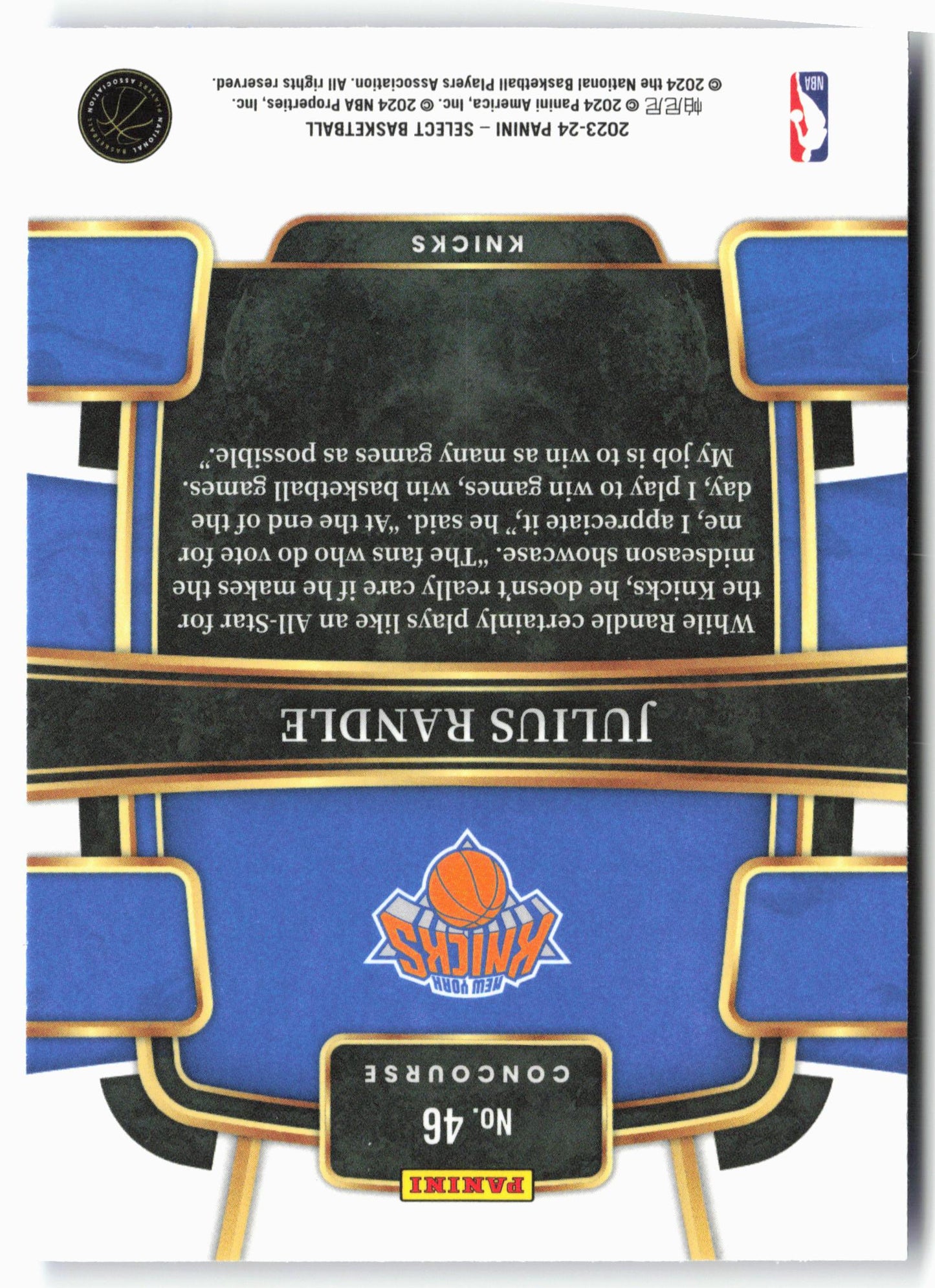 2023-24 Panini Select #46 Julius Randle Blue (Retail Base)
