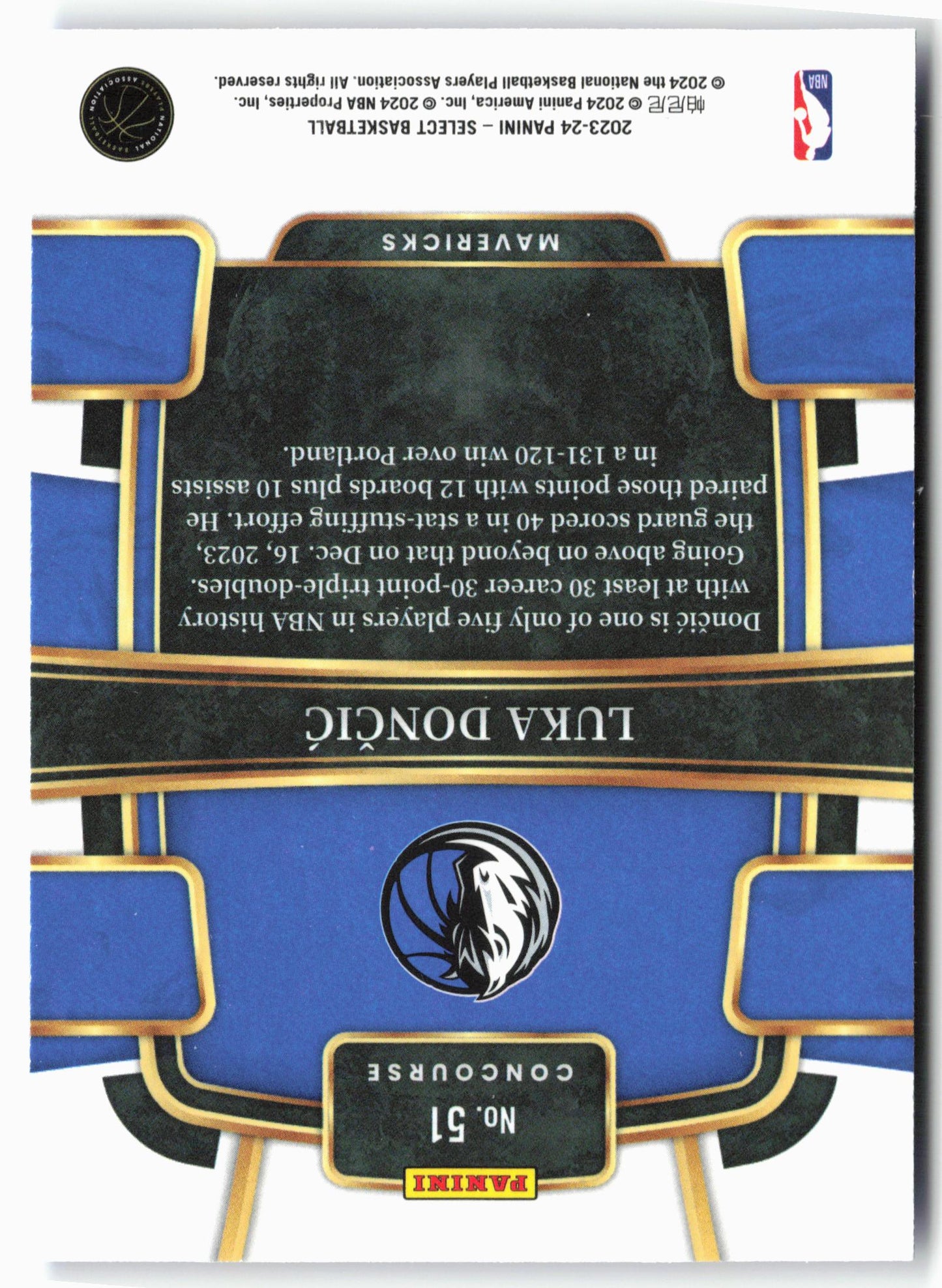 2023-24 Panini Select #51 Luka Doncic Blue (Retail Base)