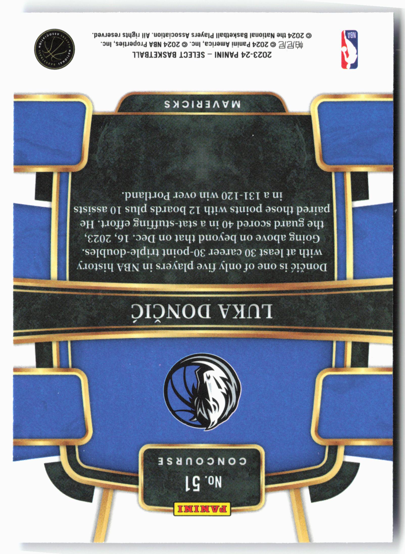 2023-24 Panini Select #51 Luka Doncic Blue (Retail Base)