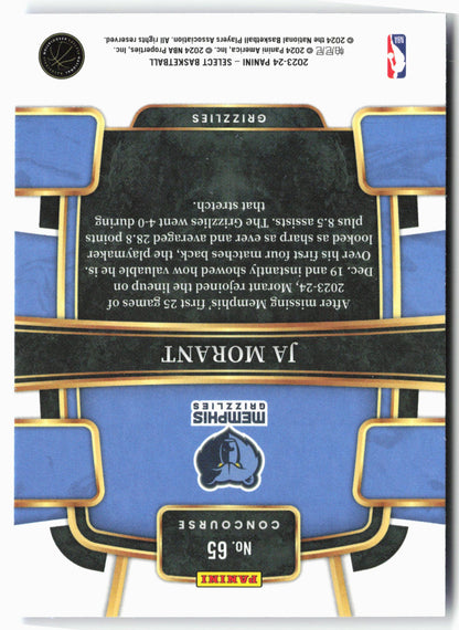 2023-24 Panini Select #65 Ja Morant Blue (Retail Base)