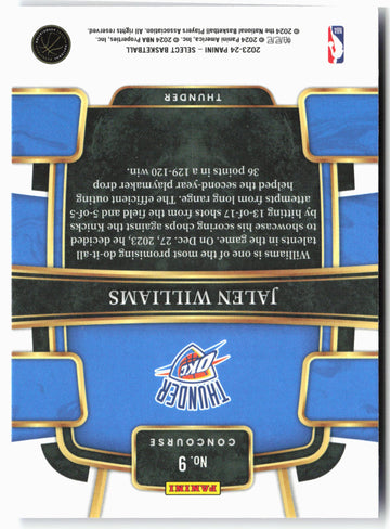 
2023-24 Panini Select #9 Jalen Williams Blue (Retail Base)