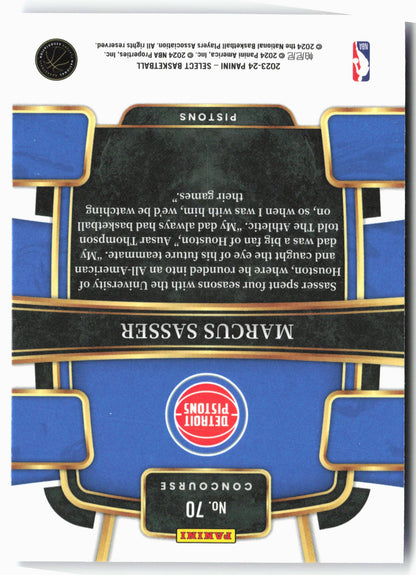 2023-24 Panini Select #70 Marcus Sasser Blue (Retail Base)