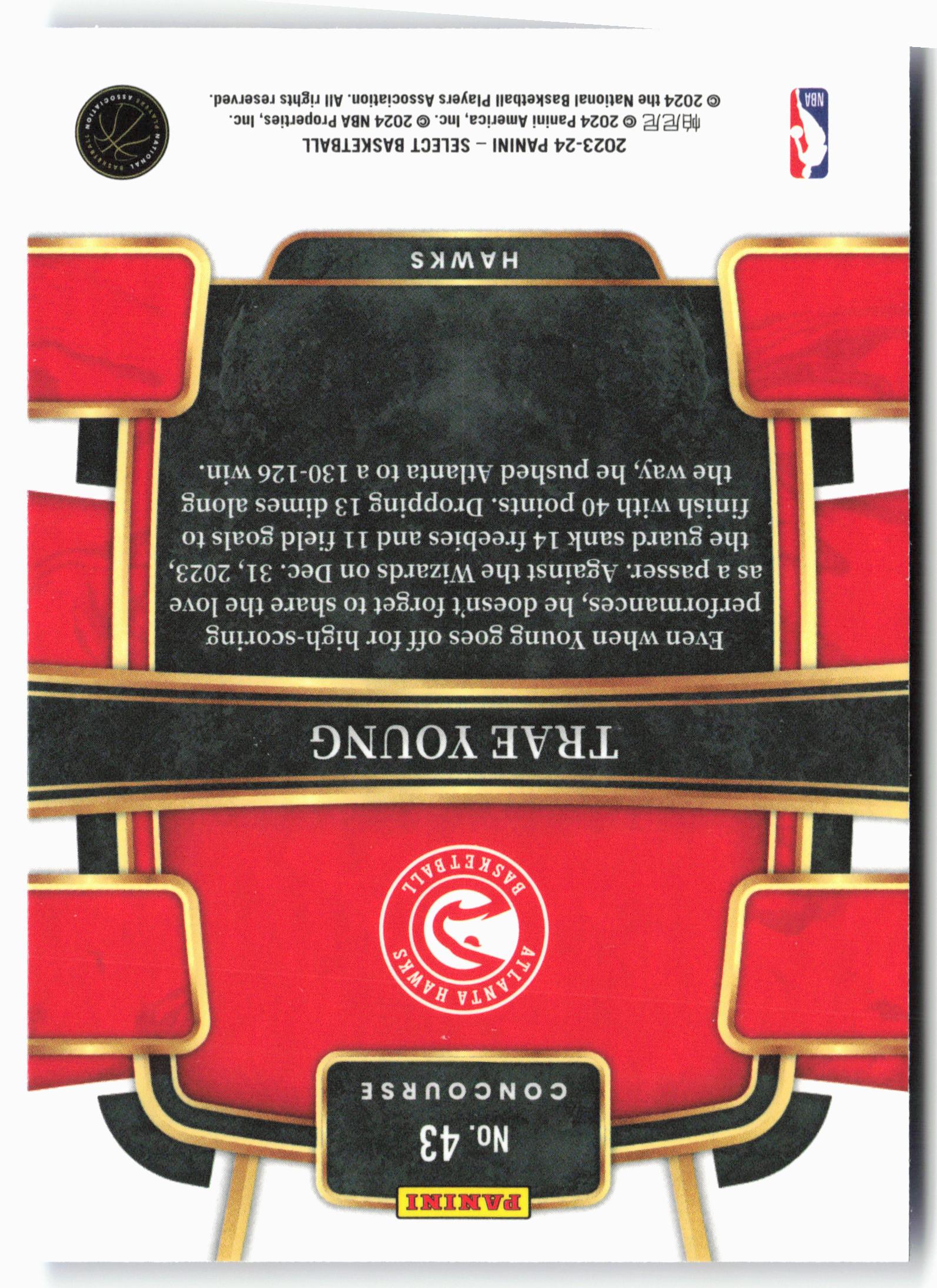 2023-24 Panini Select #43 Trae Young Blue (Retail Base)