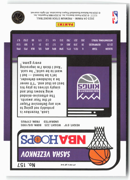 2023-24 Panini Premium Stock #157 Sasha Vezenkov Silver Prizm